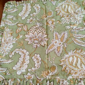 Two (2) Pottery Barn Pillow Covers - Green and Cream
